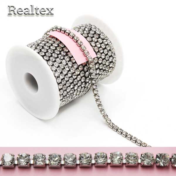Тесьма-стразы Реалтекс SS-18 5мм (оригинал-стекло)  цв.crystal/никель