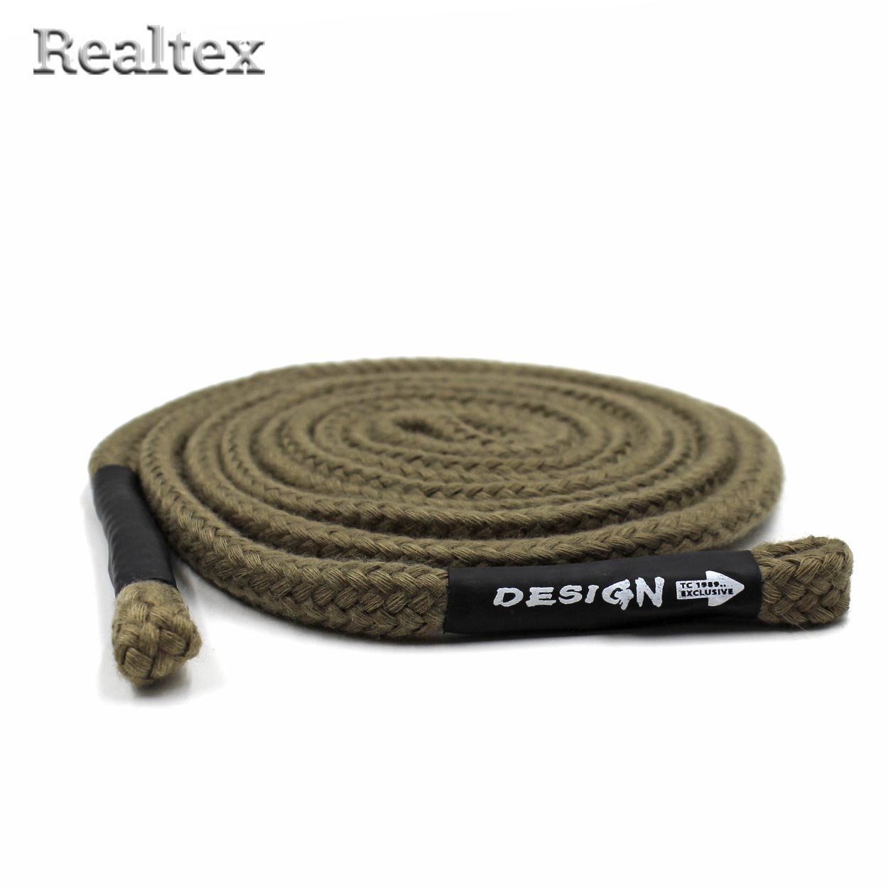 Шнур с наконечниками Realtex R- 6 круглый с наконечником Desigh шир.8мм дл.140см (10шт) цв.оливковый
