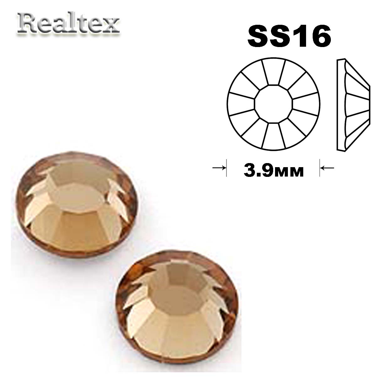 Стразы термоклеевые SWAROVSKI SS-16 (100шт) цв.Light Colorado Topaz  