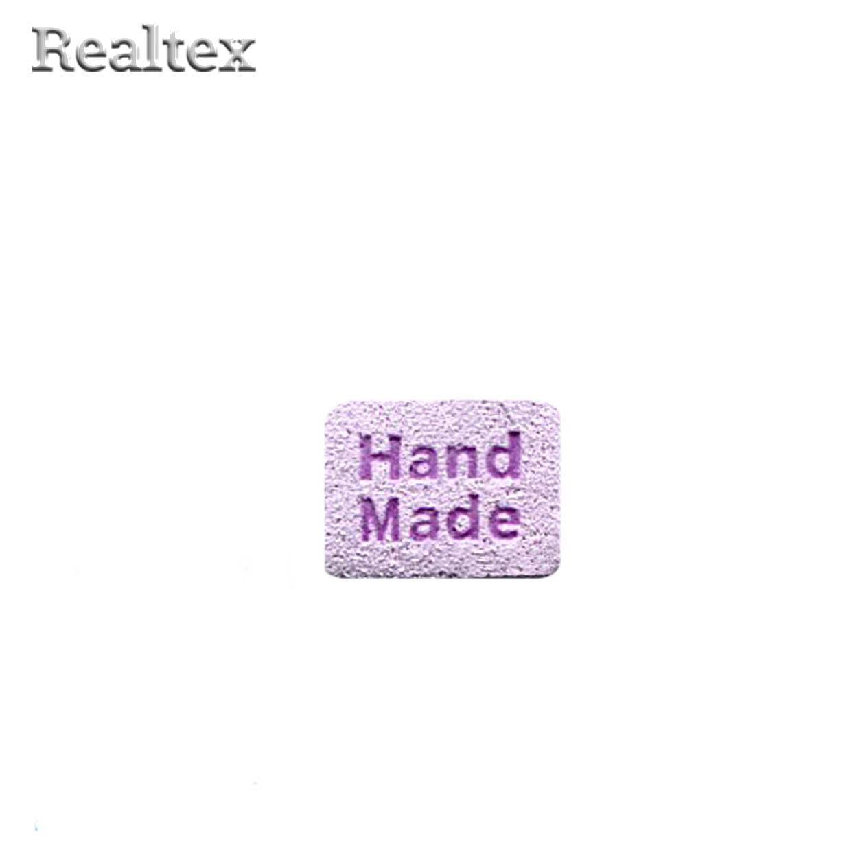 Бирка пришивная замша Realtex №22 "HandMade" цв.светло-сиреневый