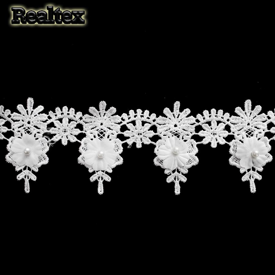 Кружево Realtex объемное 3D 55мм TJ-D313  Realtex цв.белый