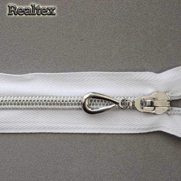 Молния витая декор. Т.5 40см разъемная замок N 5127 цв.белый/серебро