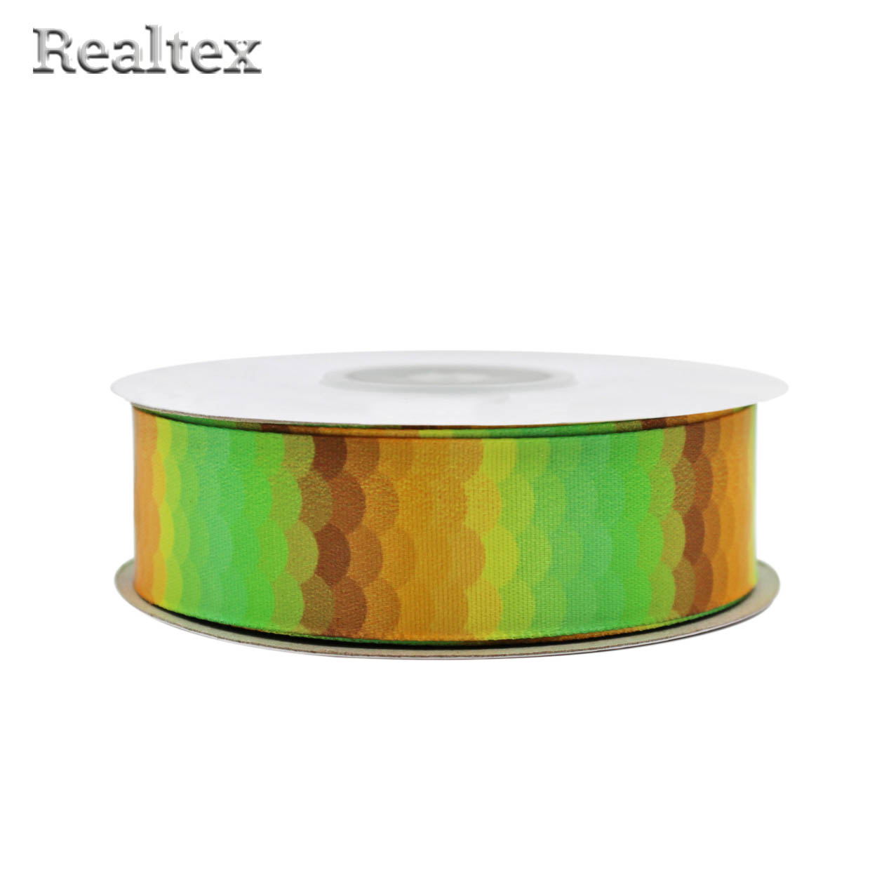 Лента атласная с рисунком  25мм  Realtex R 102 цв.зеленый mix