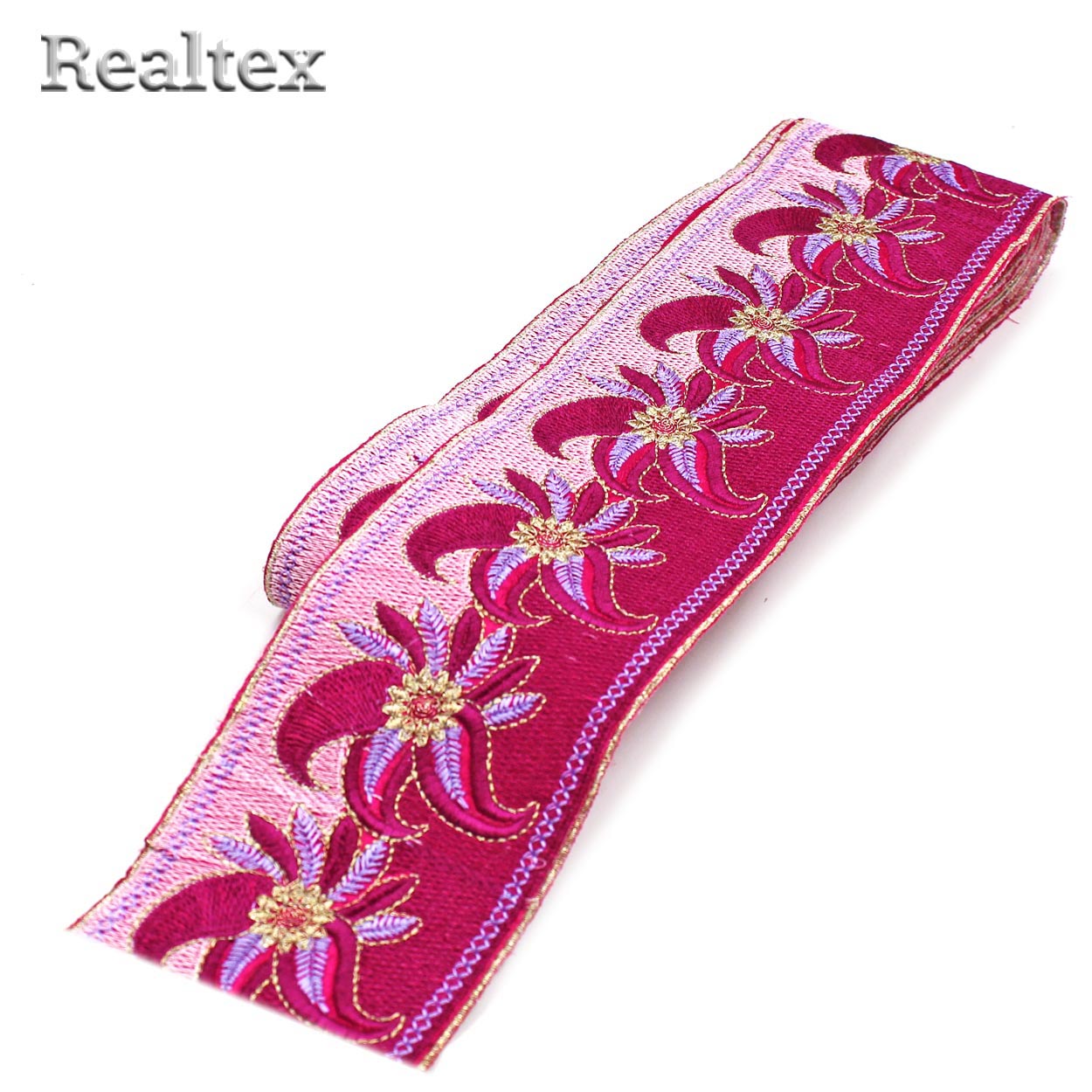 Тесьма термоклеевая 52215 80мм цв.фуксия/розовый