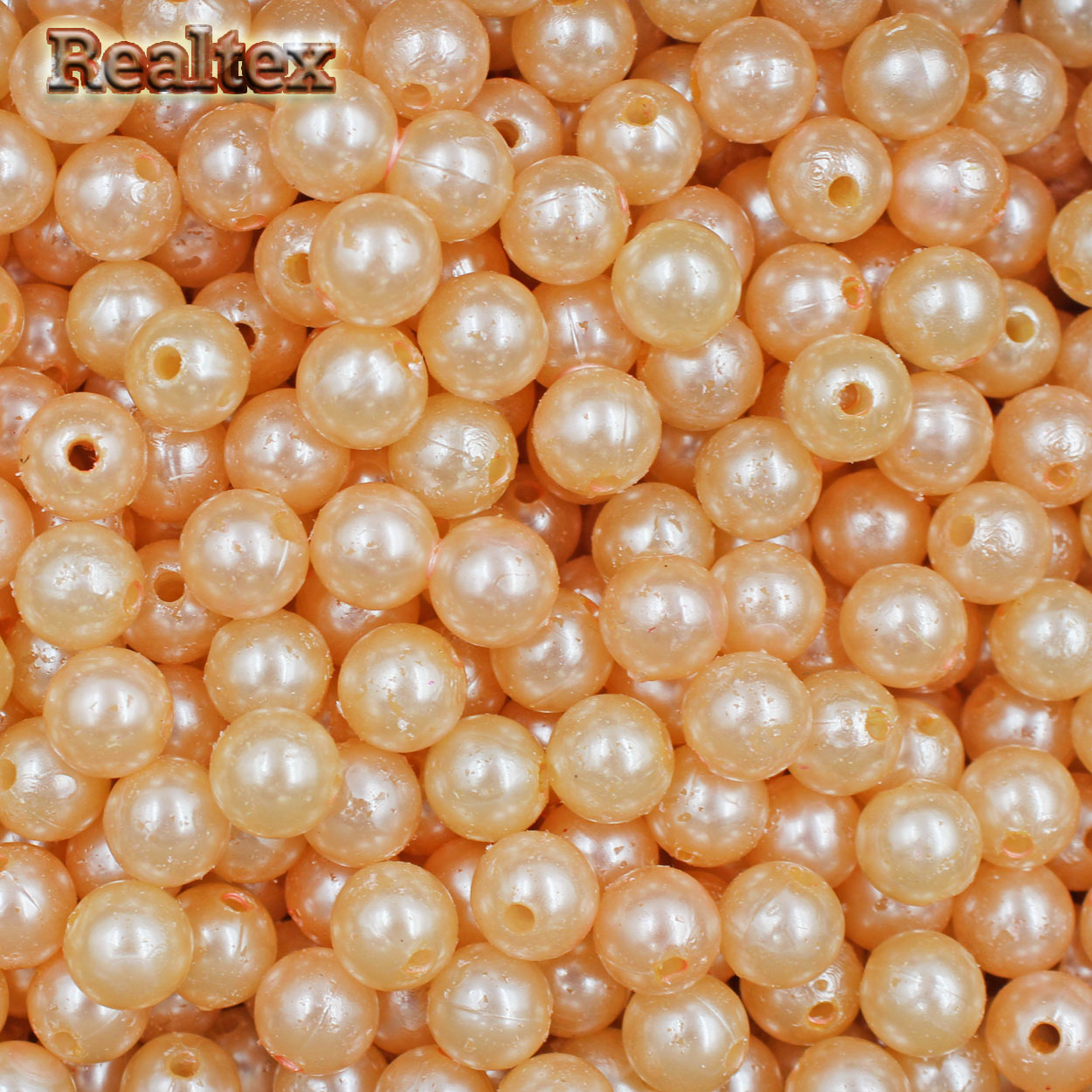 Бусины пластик Реалтекс 10мм под жемчуг (100гр) цв.А42 персиковый