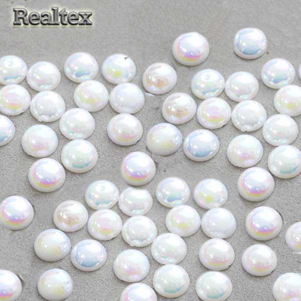 Полу-бусы Realtex  8мм (500гр) цв.AB белый 