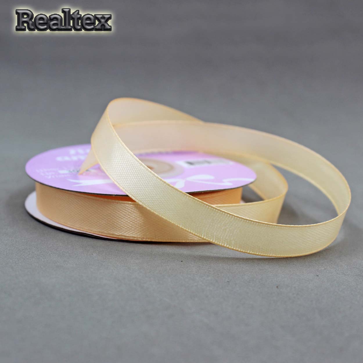 Лента атласная 12мм Realtex (27,4м) цв.3064 песочный