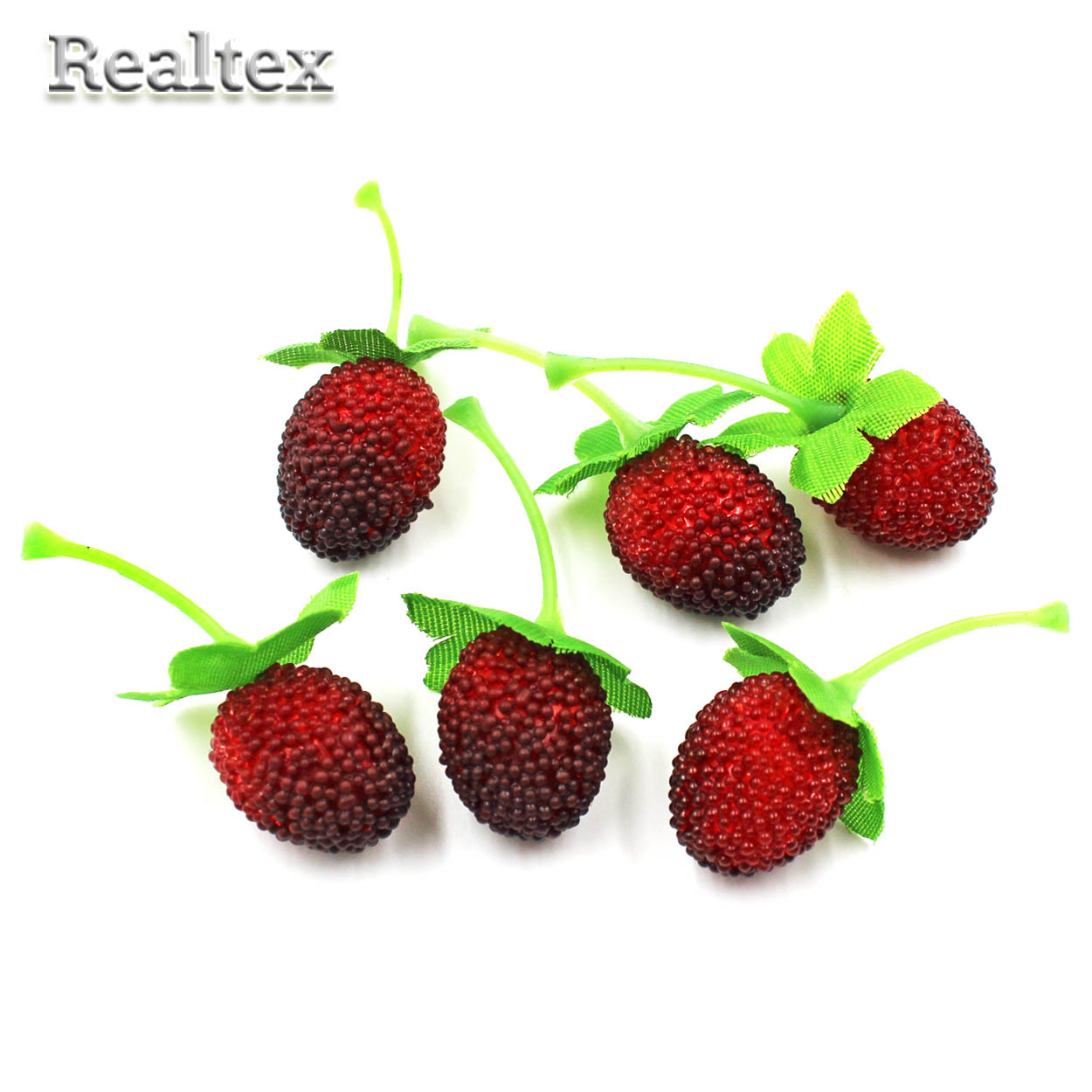 Декоративная Малина Realtex 19*24мм + хвостик 33мм (25шт) 