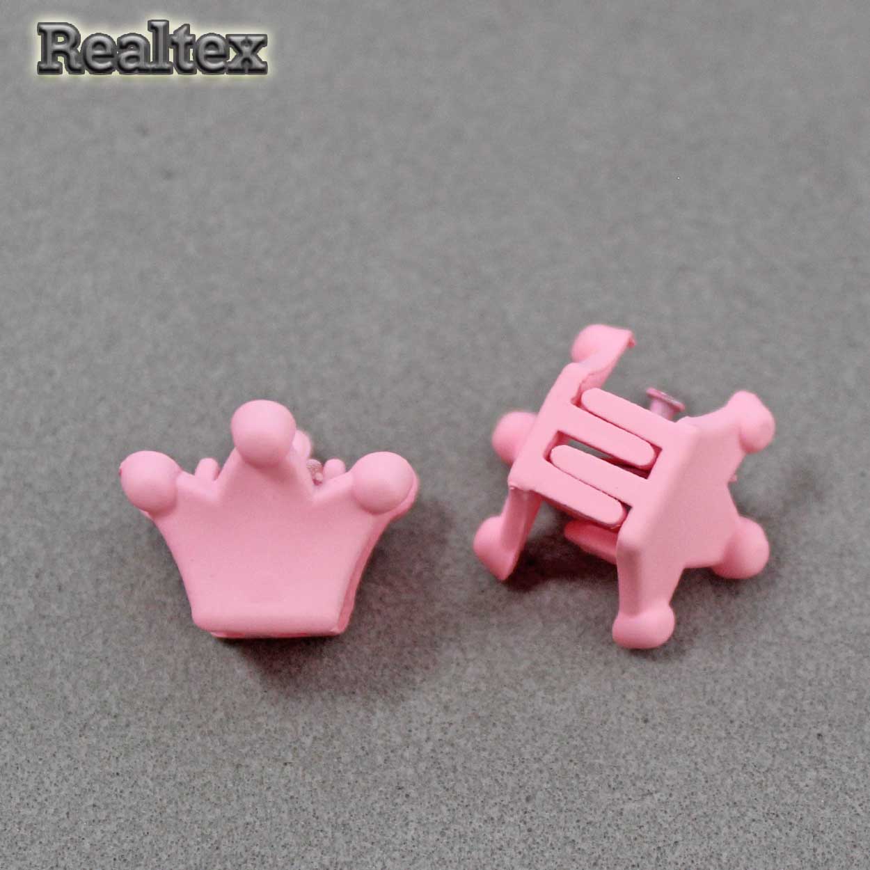 Заколка-краб мини 29551 "Корона" (2шт) цв.светло-розовый