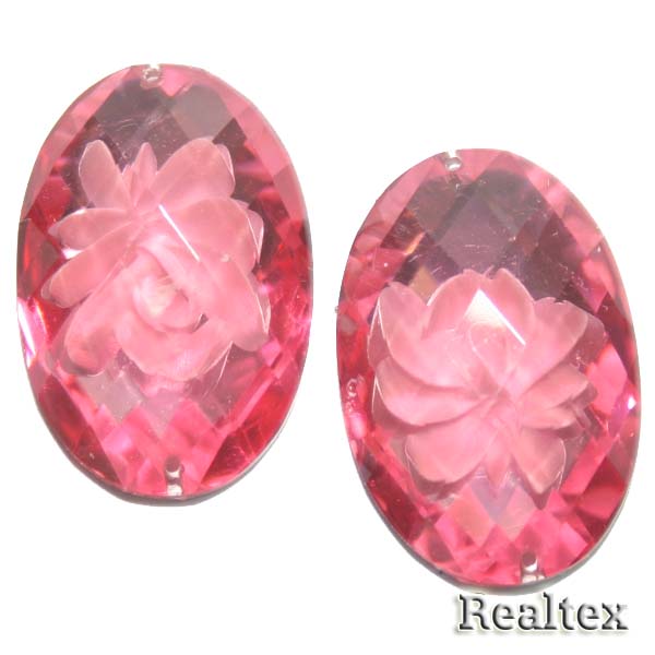 Стразы пластиковые пришивные AB-4 большие цв.розовый 