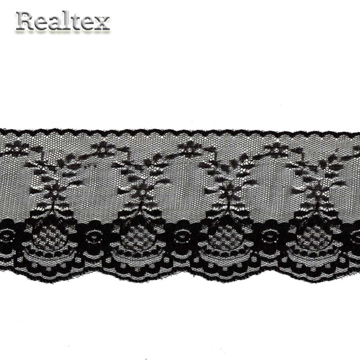 Кружево капроновое Realtex  90мм SC 1845 (25м) цв.черный