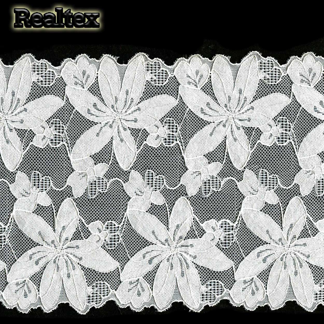 Кружево стрейч Realtex 175мм SF 6155 (15м) цв.светло-молочный