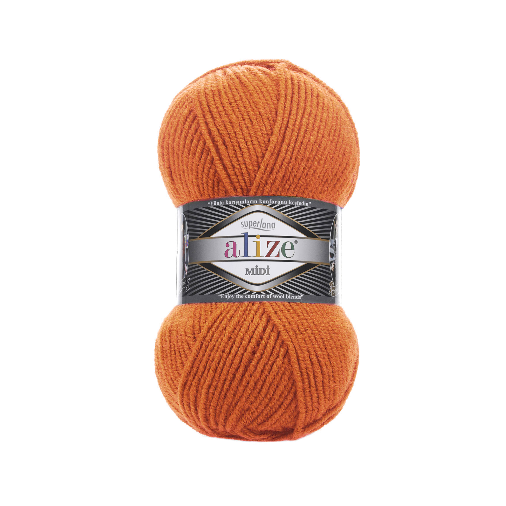 Пряжа Alize "Super Lana Midi" (100гр) цв.225 оранжевый