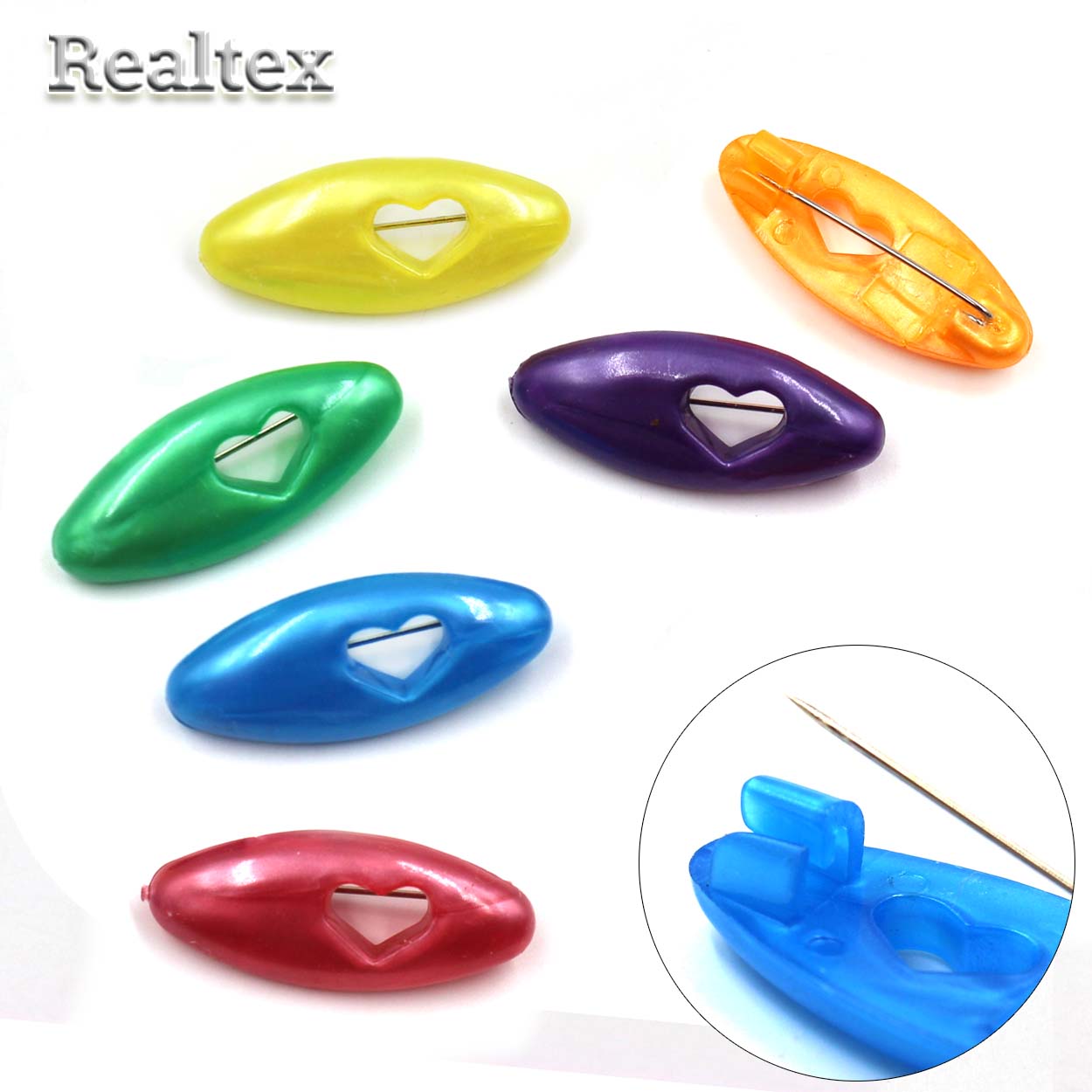 Булавки для постельного белья Realtex "Сердце" (50шт) цв.ассорти