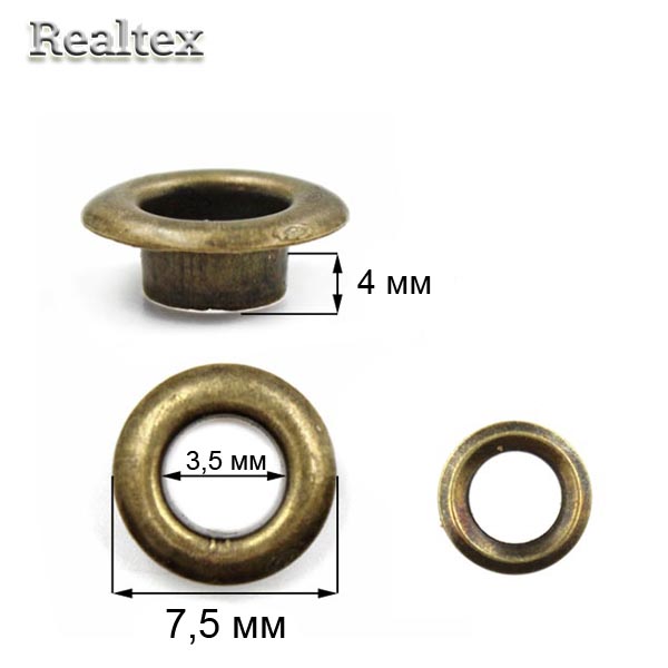 Люверсы №17 (3мм) с кольцами цв.антик