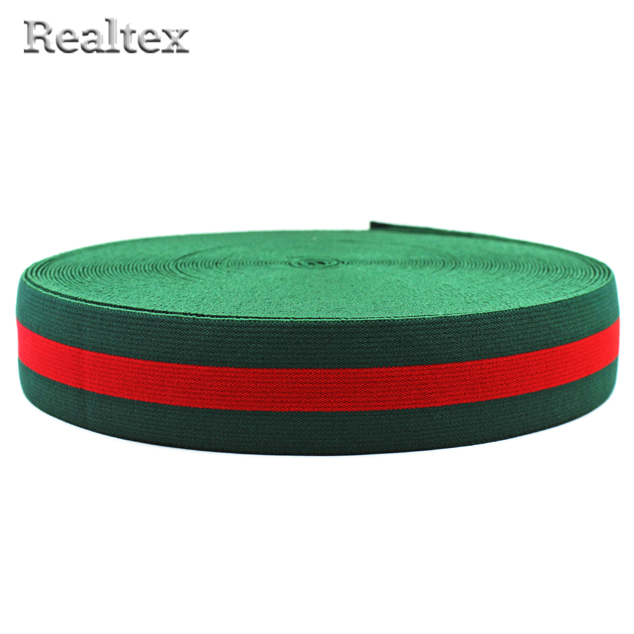 Резинка декоративная  40мм ET4005 мягкая (25м) цв.зелёный/красный