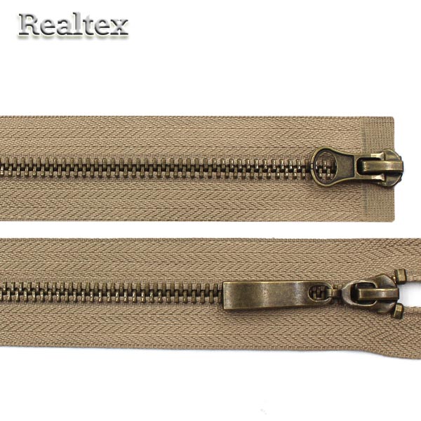 Молния металл Т.5 2замка 85см разъемная цв.антик/128 бежево-серый