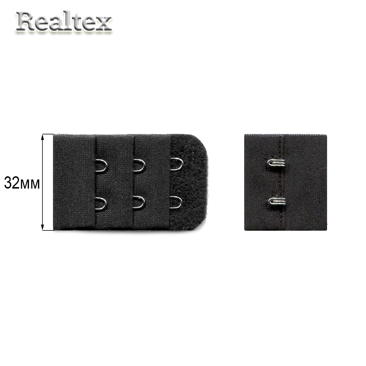 Застежка-крючки  Реалтекс 3х2 3,2см цв.черный