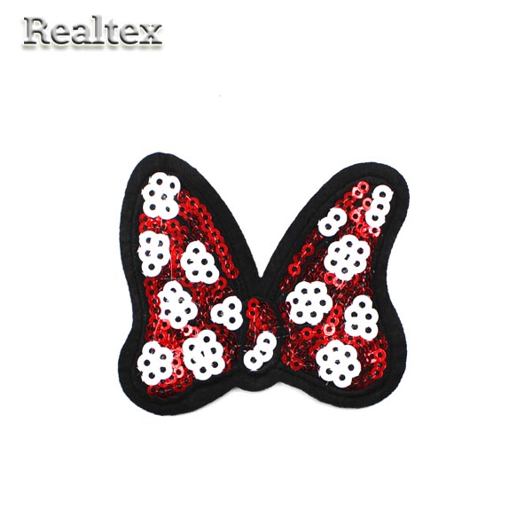 Термоаппликации с пайетками Реалтекс M0777 "Бант" цв.красный 