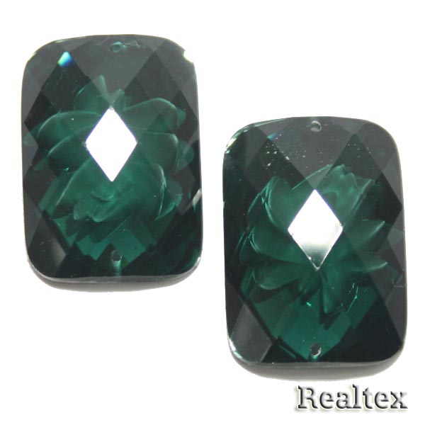 Стразы пластиковые пришивные AB-5 большие цв.т.зеленый 