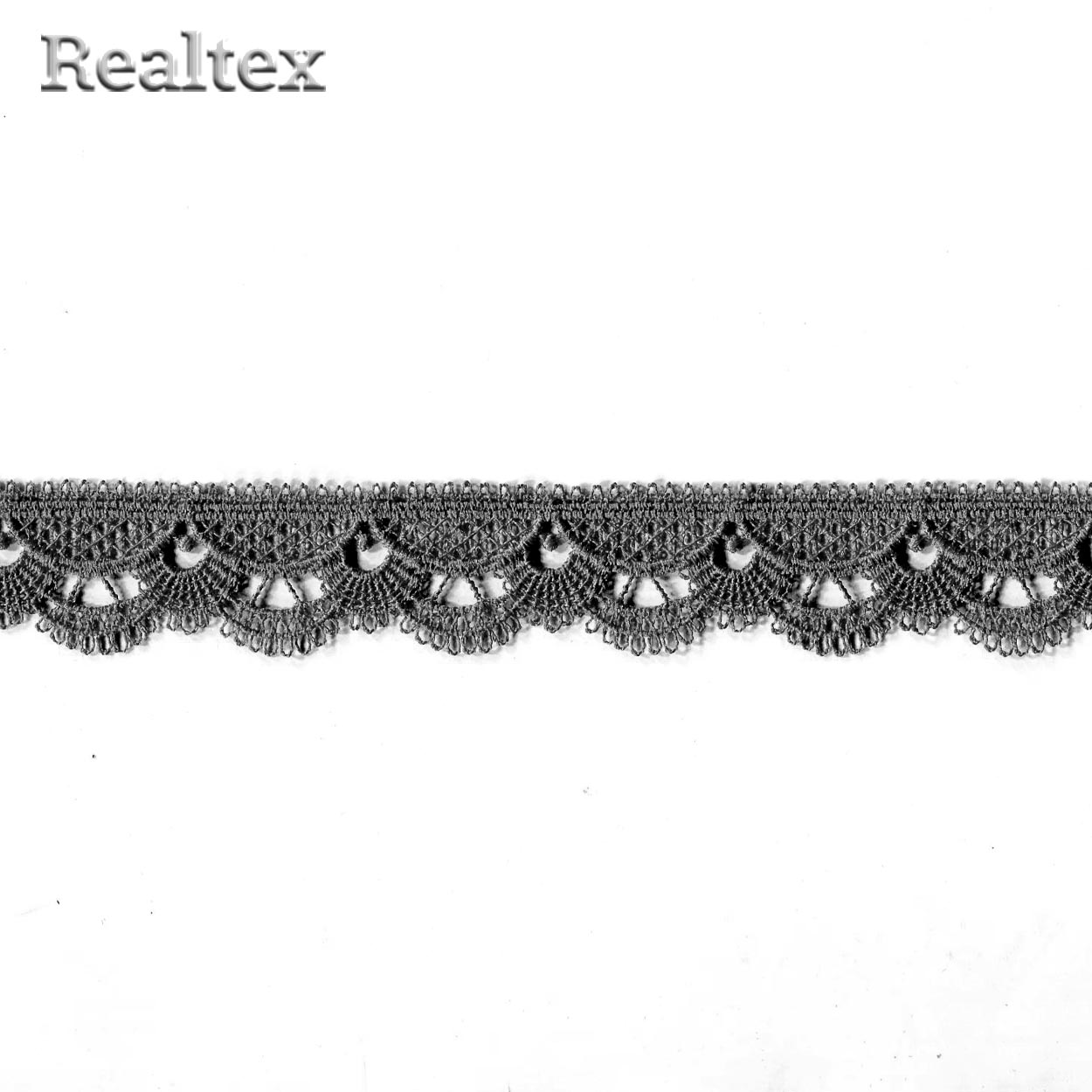 Кружево  гипюр  Realtex  25мм Z-3597 (13,7м) цв.243 темно-серый  