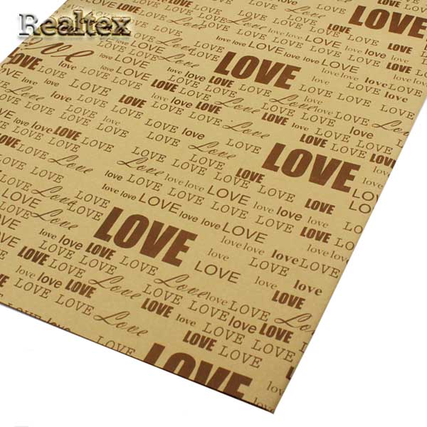 Бумага декоративная  Realtex R-12 газетная "Love" (10шт) цв.коричневый 