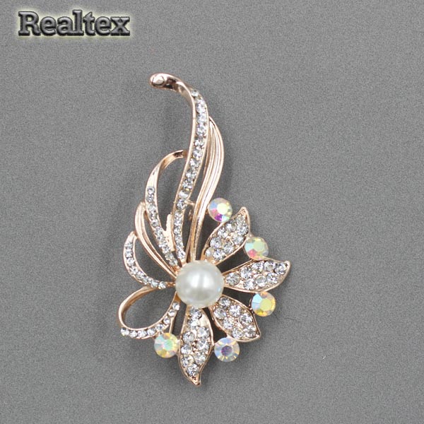Брошь ювелирная Реалтекс R-085 "Цветок" цв.золото 