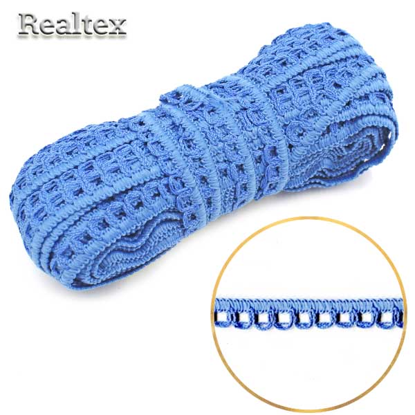 Тесьма вязанная отделочная с3805г17 14мм (25м) цв.василек