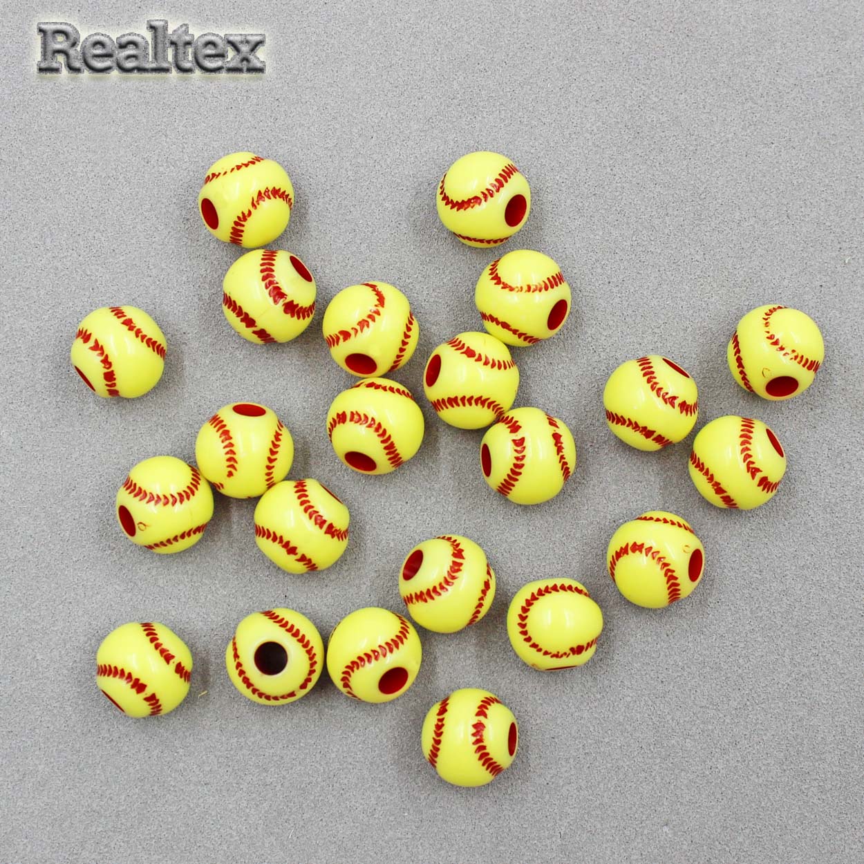 Бусины пластик Реалтекс Мяч тенисный (500гр) цв.желтый/черный