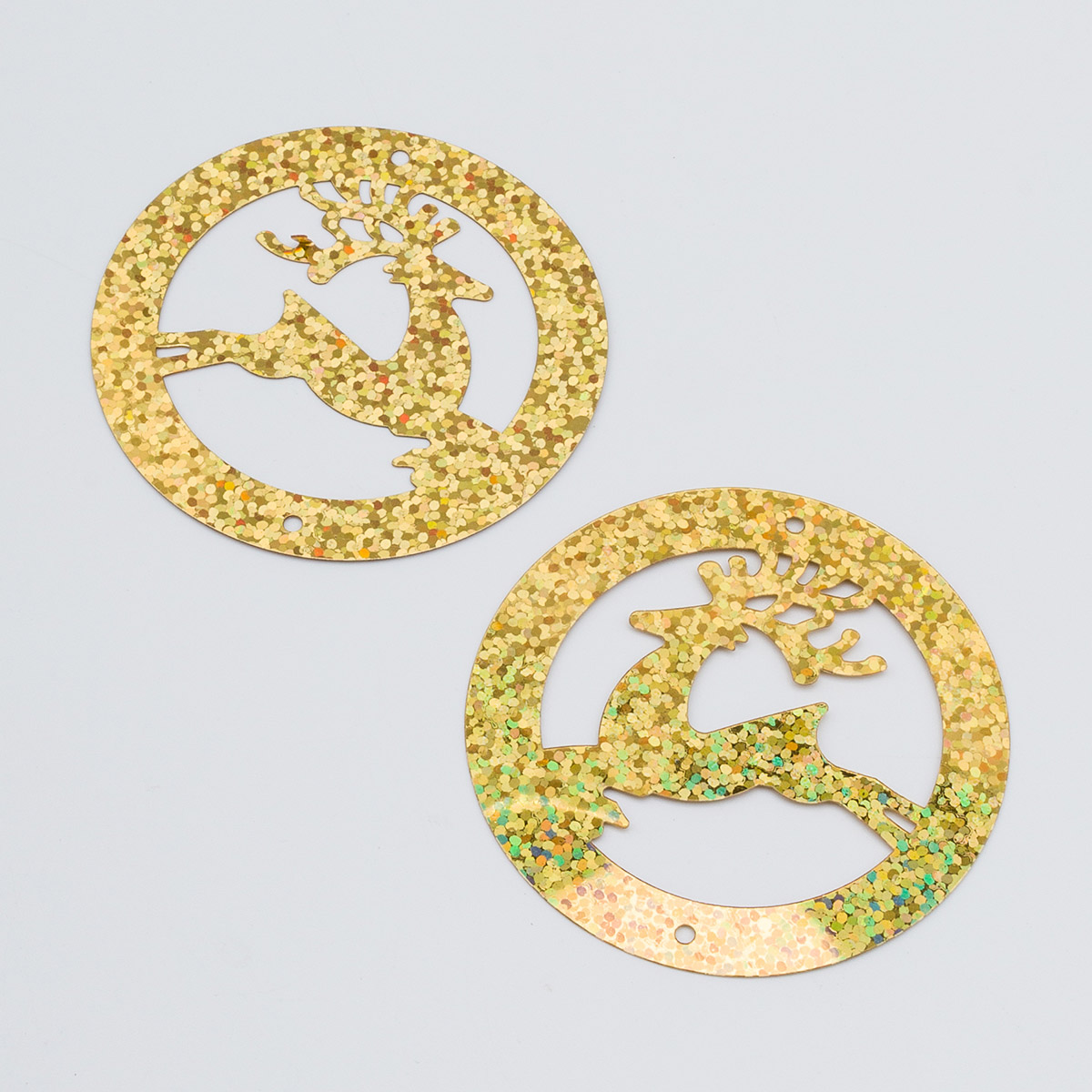 Пайетки "Астра" "олень в шаре" 5,5см (30шт) цв.золото голограмма