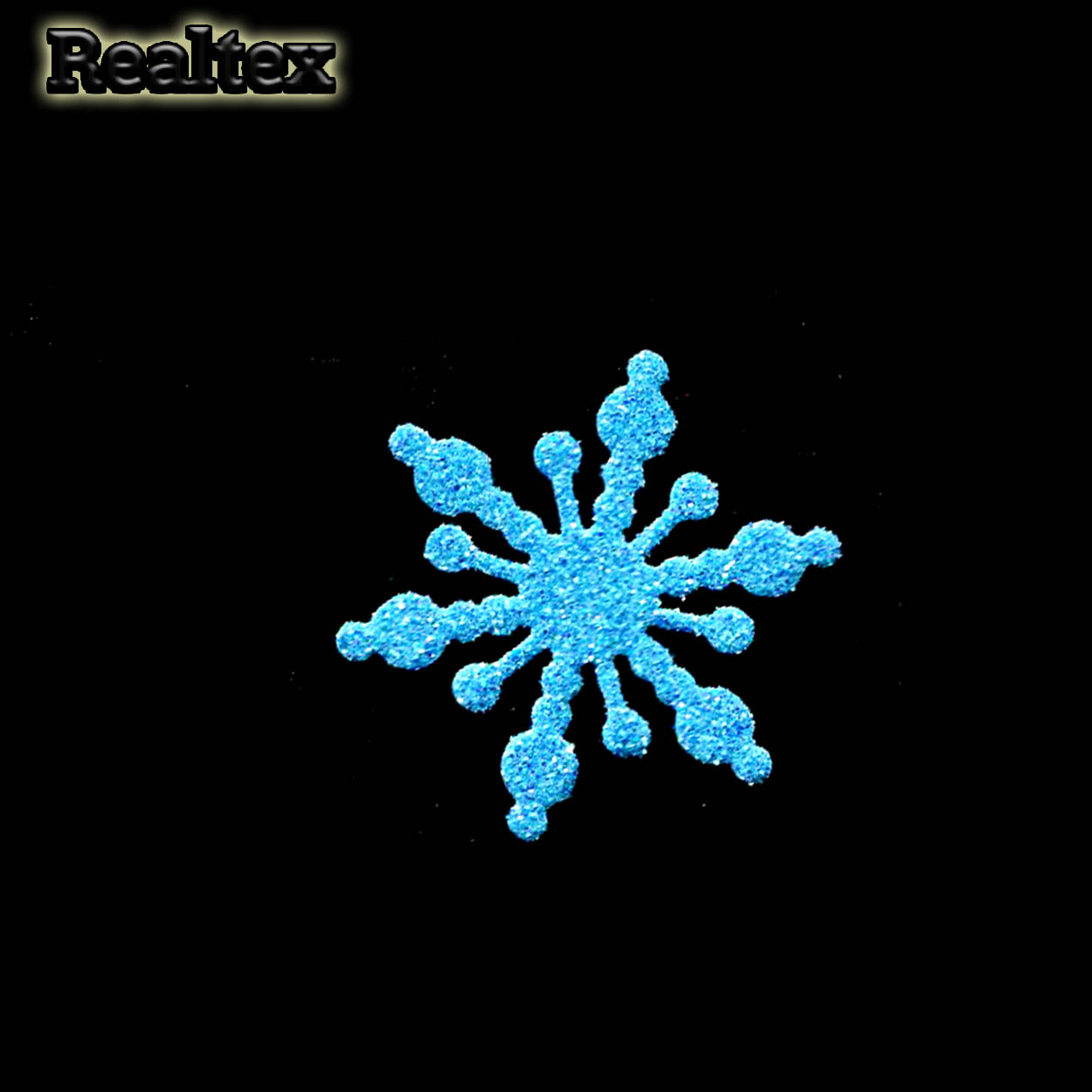 Набор 16 "Снежинки" из глиттерного фоамирана 35мм (10 шт) цв.бирюза