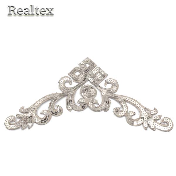 Термоаппликации орнамент с пайетками Реалтекс R-8616 цв.серебро