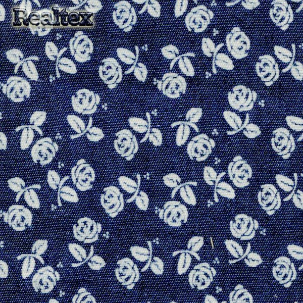 Ткань джинс FD "Роза" 25993 цв.тёмно-синий