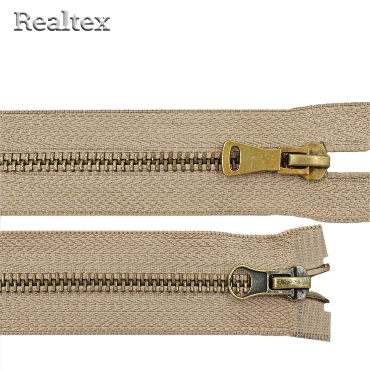 Молния металл Т.5 2замка 80см разъемная цв.антик/128 бежево-серый