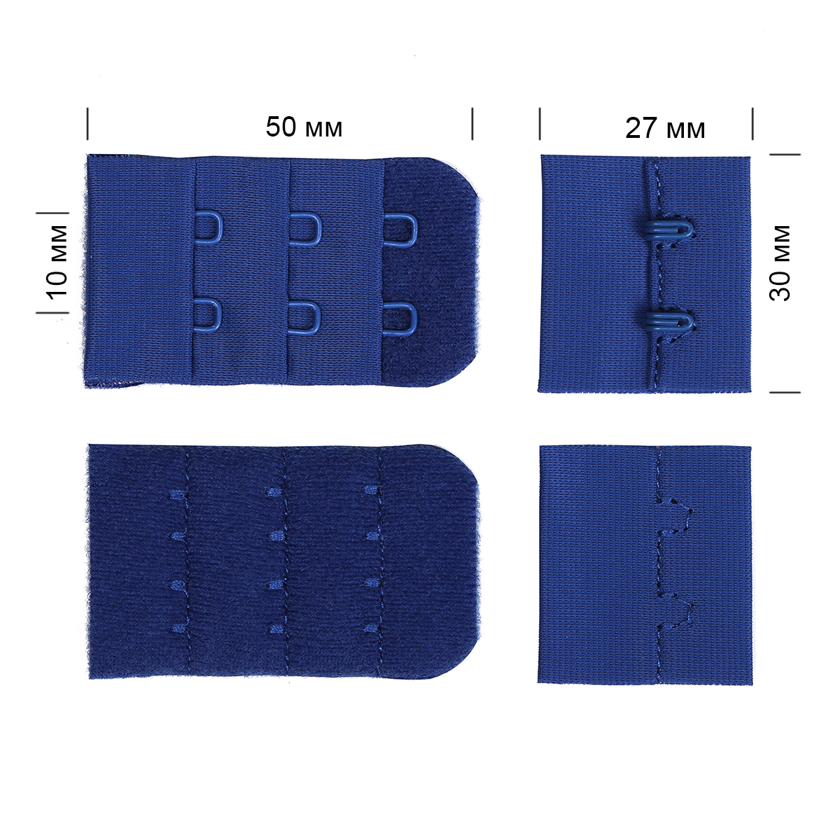 Застежка-крючки TBY 3х2 3см (10шт) цв.F223 синий василёк