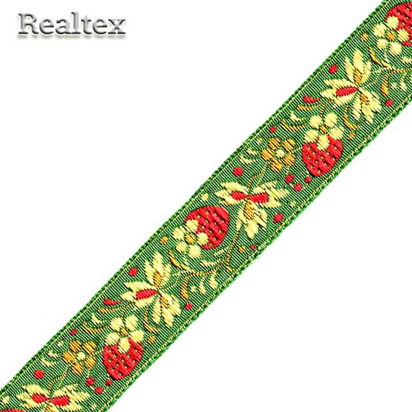 Тесьма жакардовая 24мм с1852г17 рис.9437 (25м) цв.зеленый