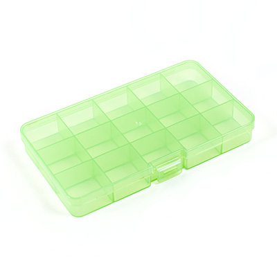 Контейнер пластик OM-042 для швейных принадлежностей 17,7*10,2*2,3см цв.салатовый/прозрачный