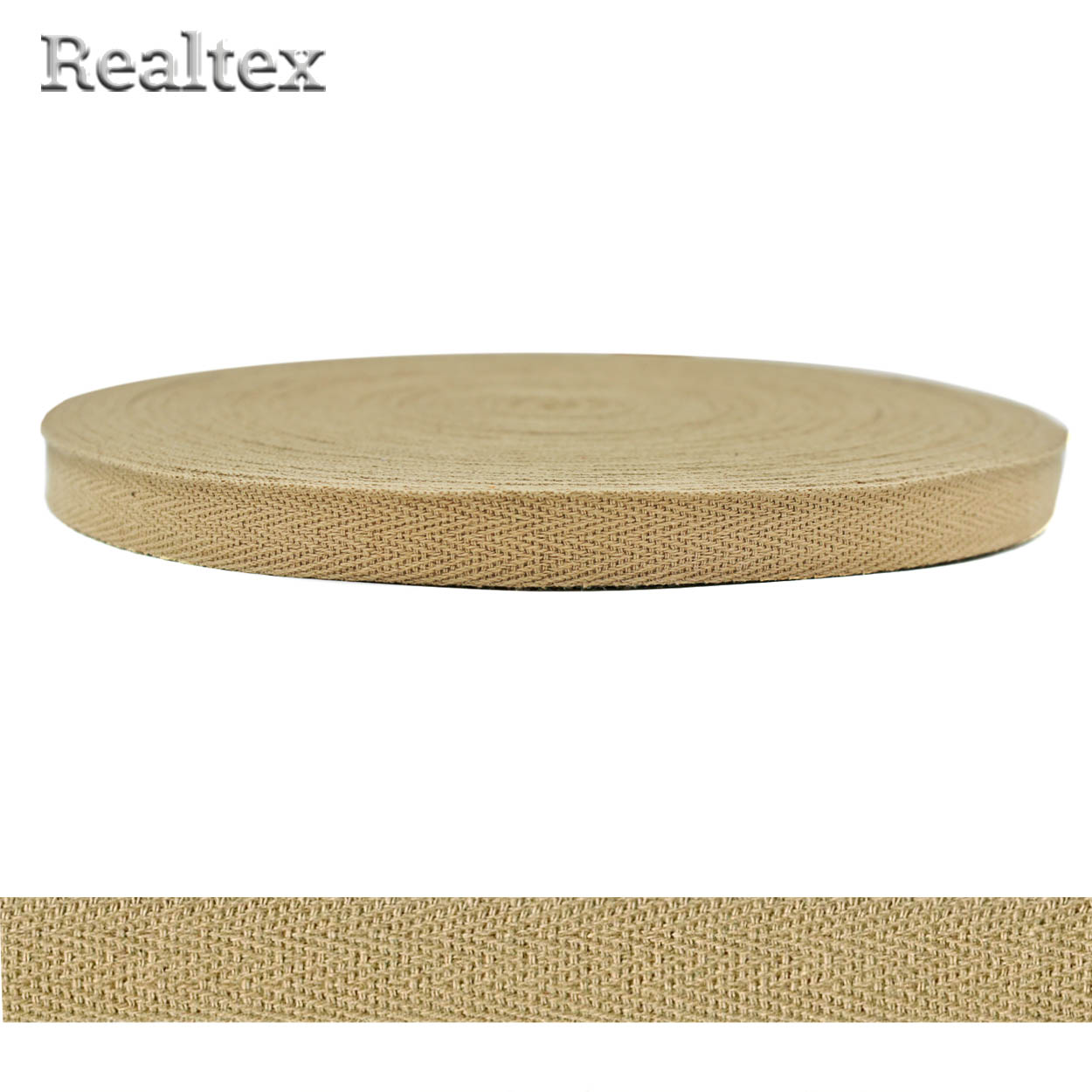 Тесьма киперная 10мм Realtex (50м) цв.10 темно-бежевый