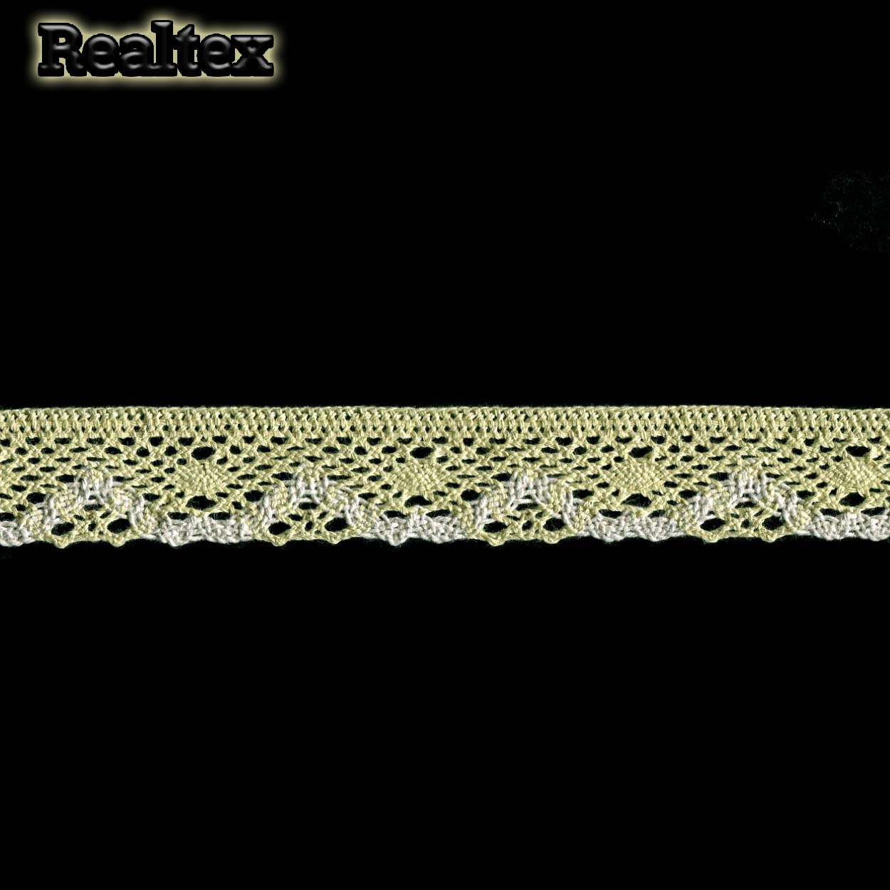 Кружево вязаное  30мм 30.01.111 цв.оливковый/лен