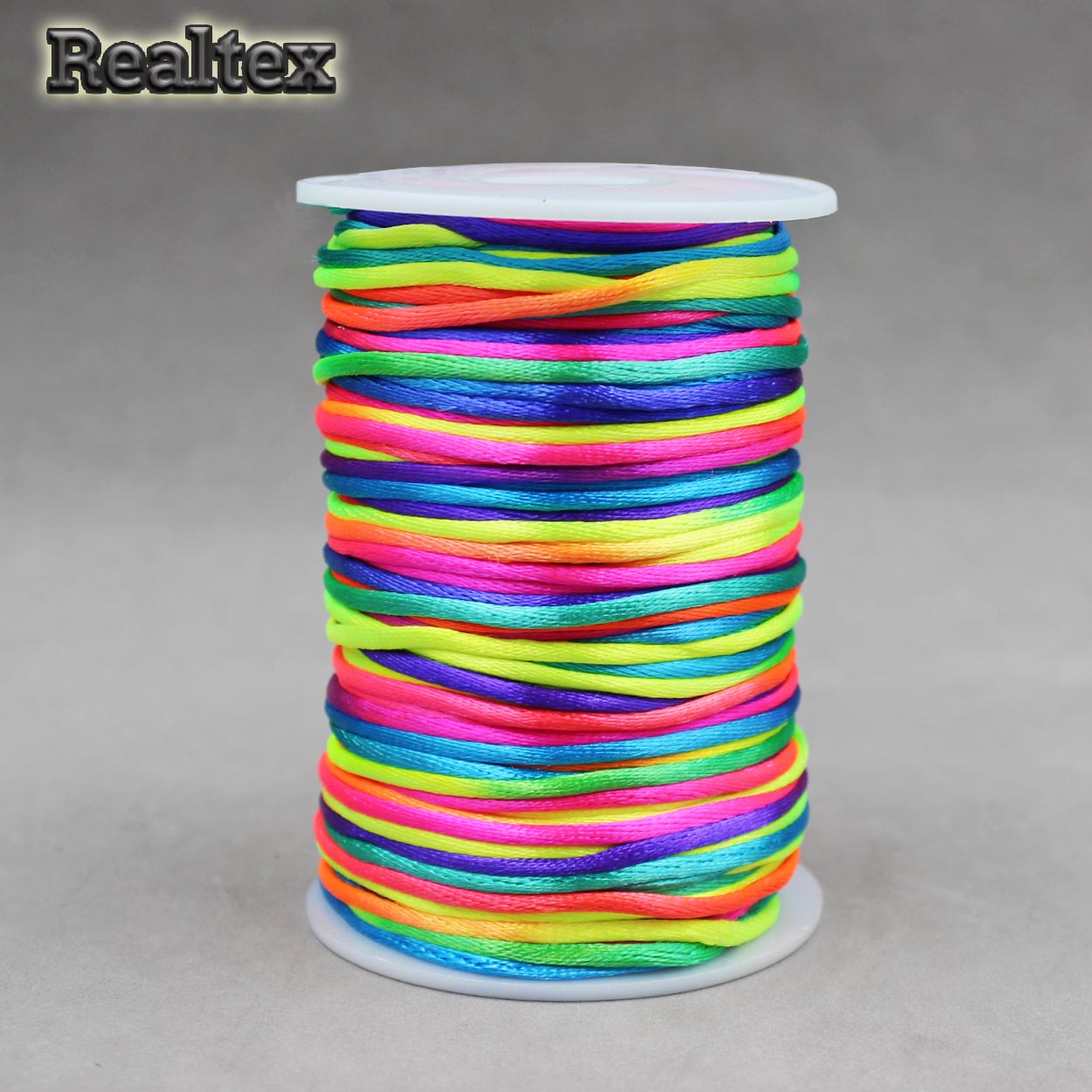 Шнур круглый атласный  Реалтекс 2мм (91.5м) цв.084 радуга