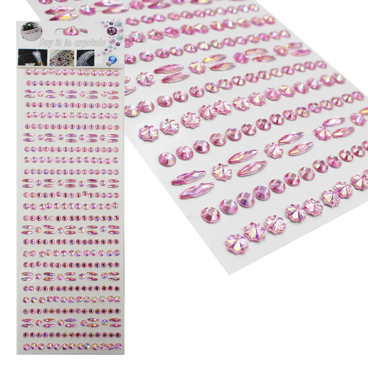 Стразы клеевые акриловые Realtex №3/1 (блистер) (355шт) цв.розовый АВ