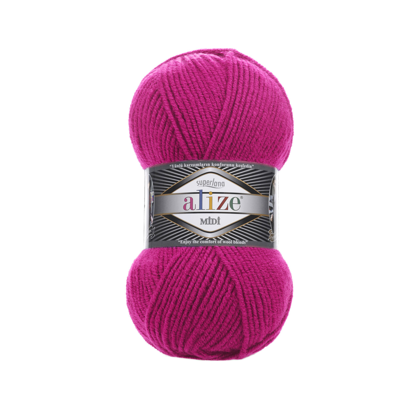 Пряжа Alize "Super Lana Midi" (100гр) цв.149 фуксия