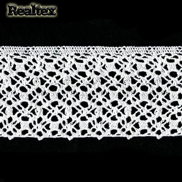 Кружево вязаное  75мм 75.01.183 (25м) цв.01 белый