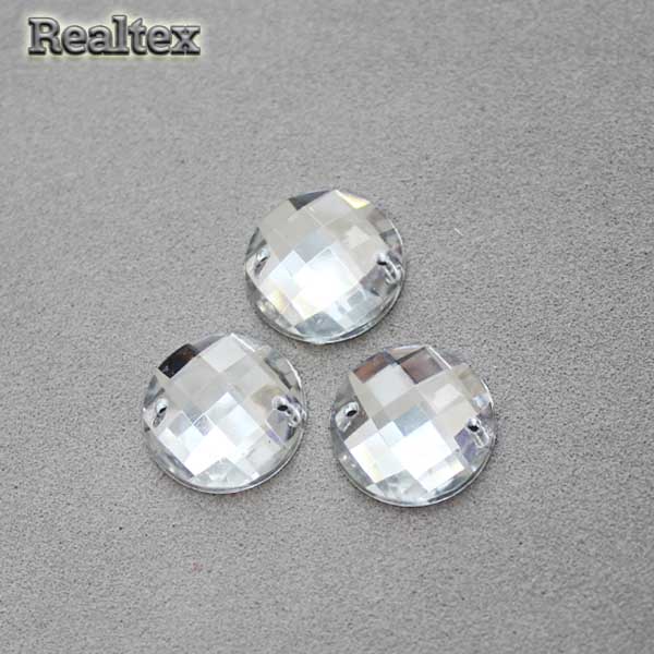 Стразы акриловые пришивные RS "Круг" 10мм цв.cristal 