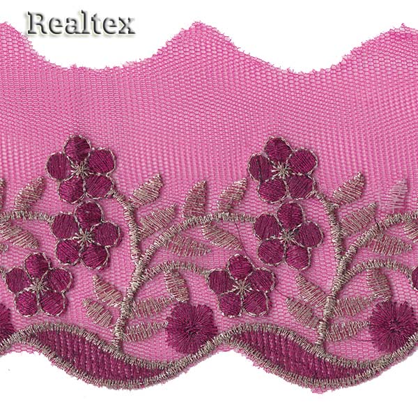 Кружево на сетке  60мм RY-2 цв.фуксия 