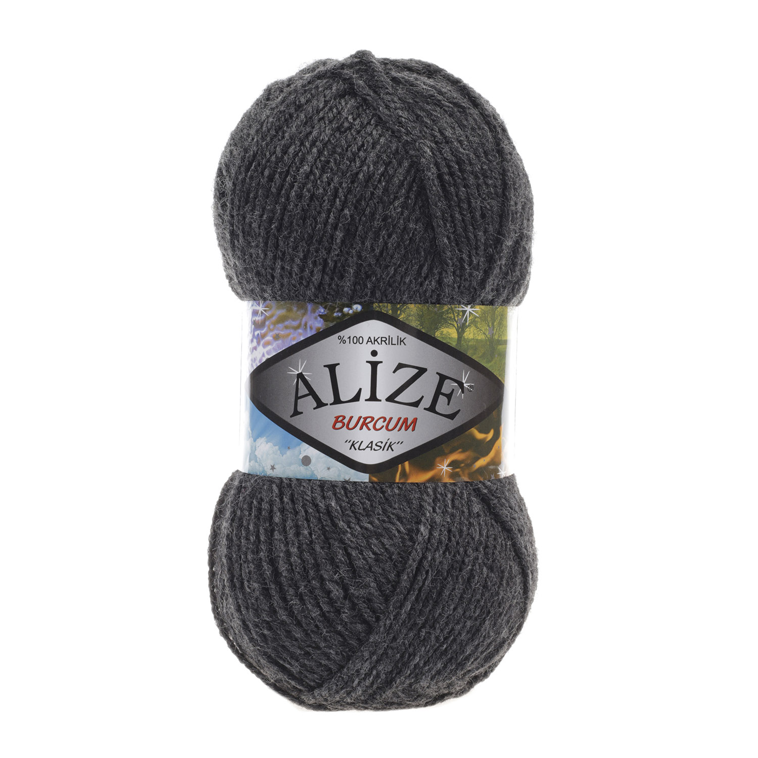 Пряжа Alize "Burcum Klasik" (0,5кг) цв.195 антрацит меланж