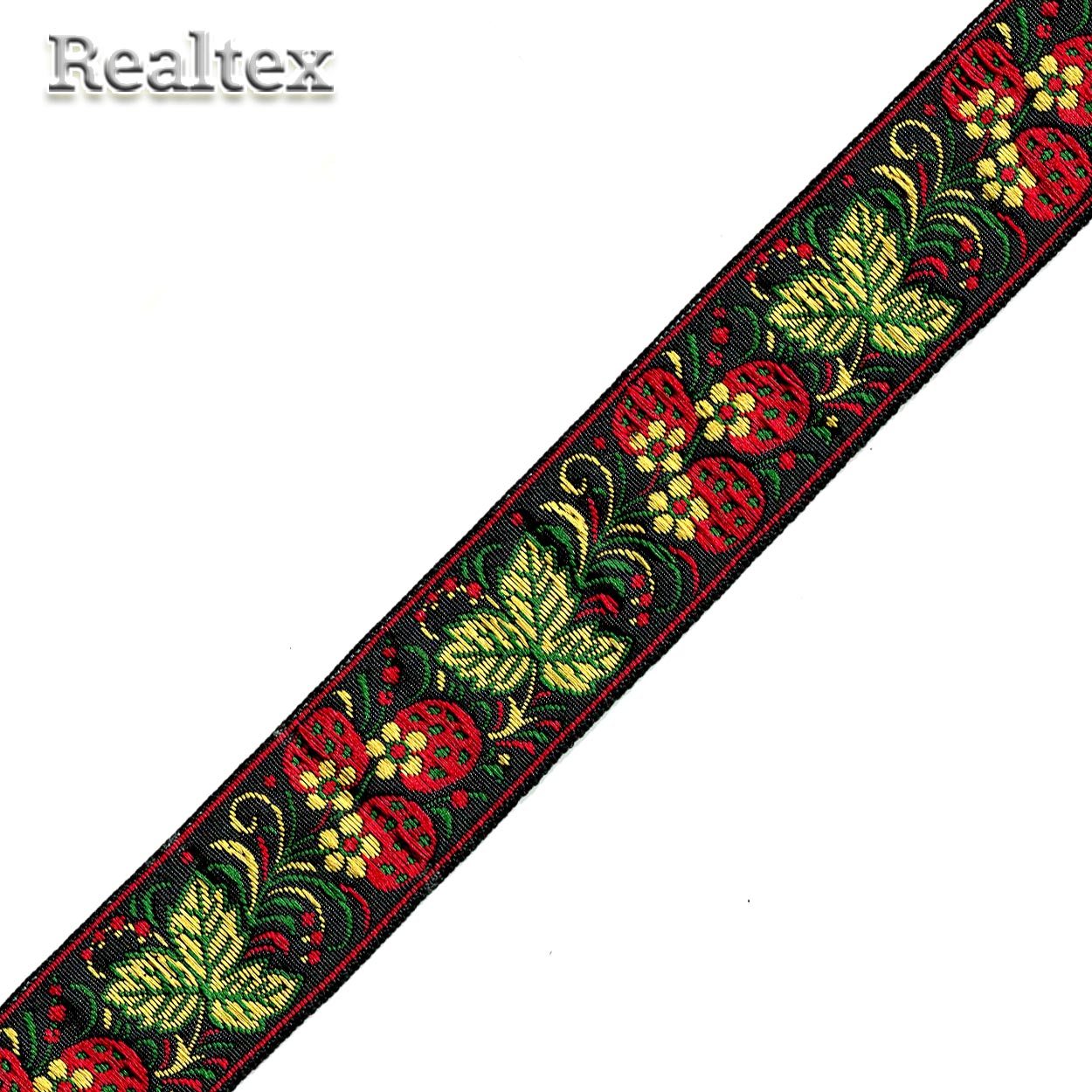 Тесьма жакардовая 32мм с1853г17 рис.9420 (25м) цв.черный