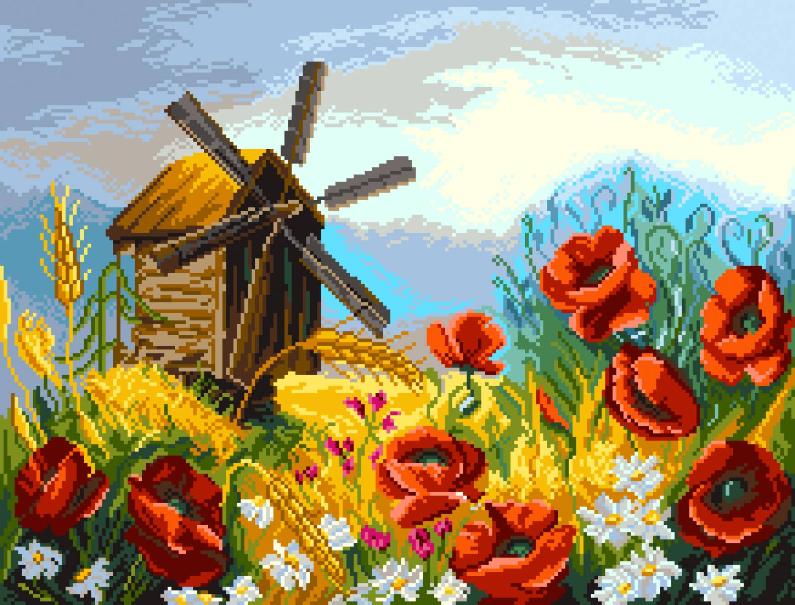 Рисунок на канве МП №1907 "Знойные маки" 37х49см