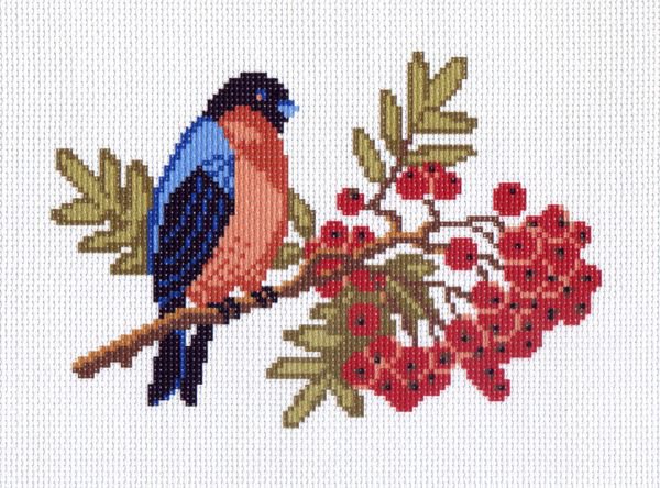 Рисунок на канве МП №255 "Снегирь на рябине" 28х37см