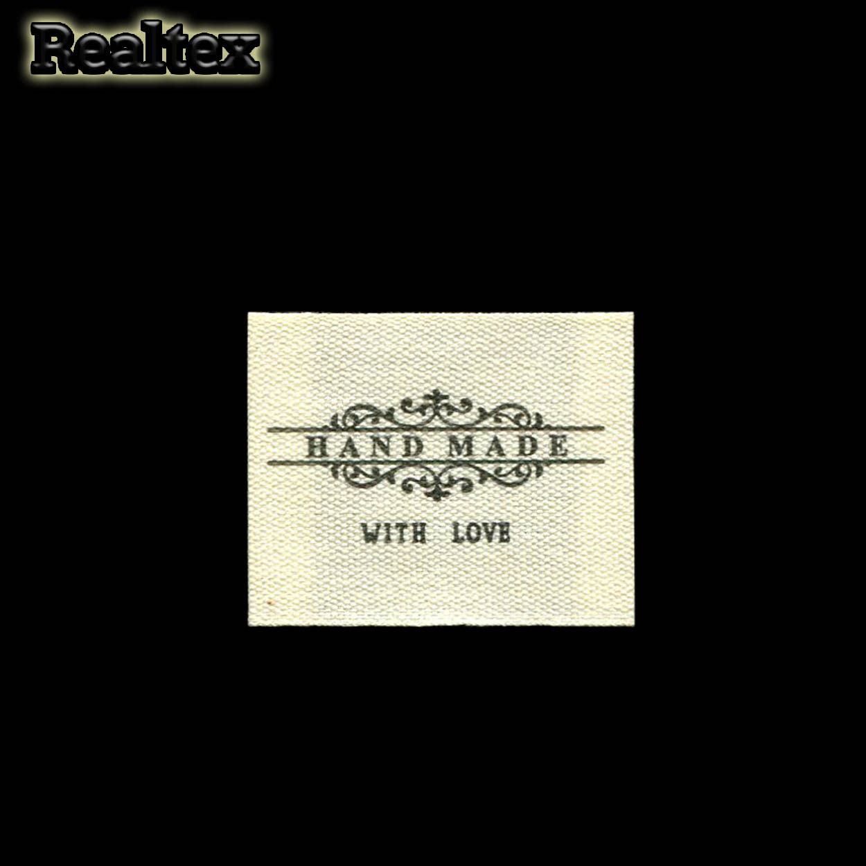 Бирка пришивная ткань Realtex №36 "HandMade" (25шт) цв.суровый